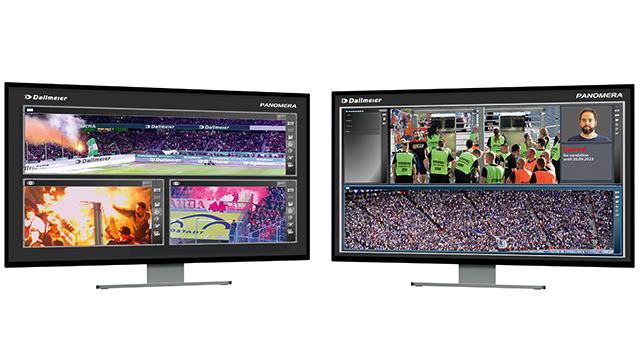 Monitors showing Dallmeier Video Software for stadiums 